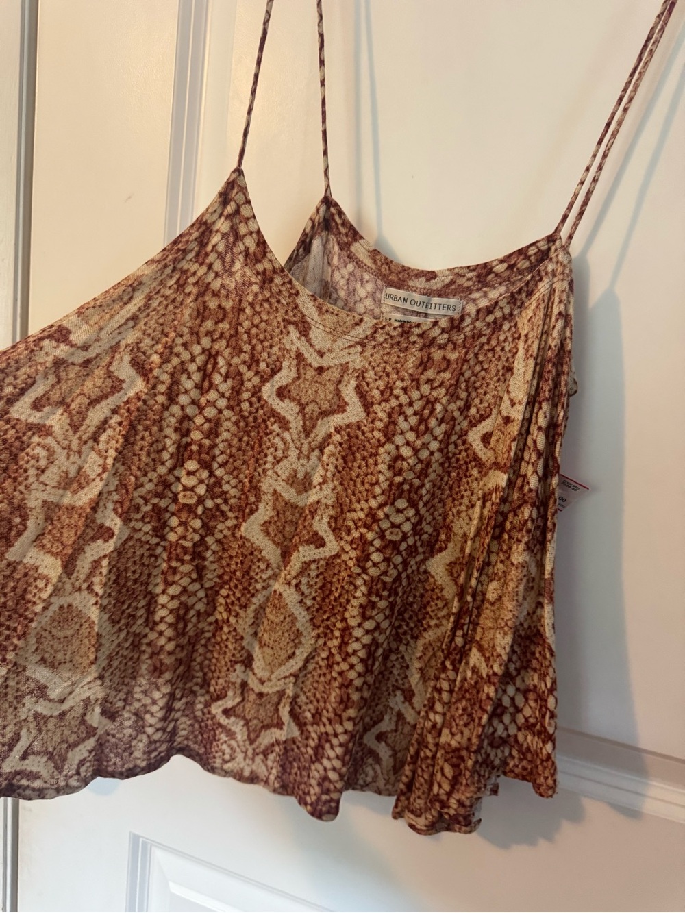Urban outfitters Brown Animal Print Flounce Cami flowey tank Top small - Picture 2 of 4